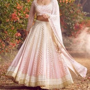 Light pink and White Lehenga Bottom